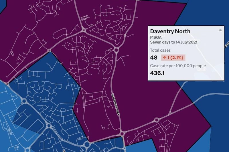Case rates in Daventry North are over 400