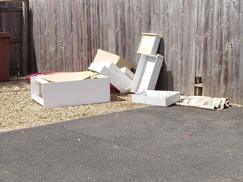 Fly-tipped rubbish on Rustic Avenue.