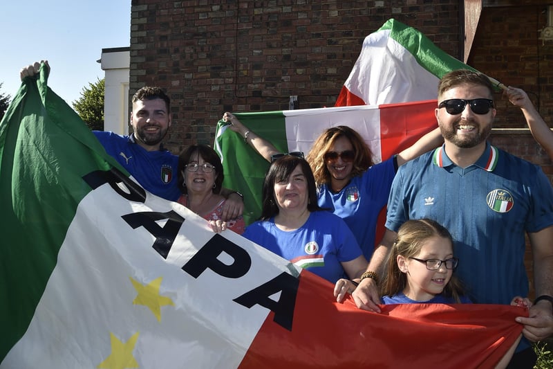 Italian fans celebrating the Euro 2020 win at Fairfield Road.