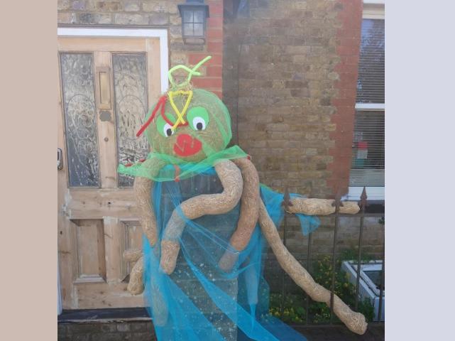 Creative octopus scarecrow