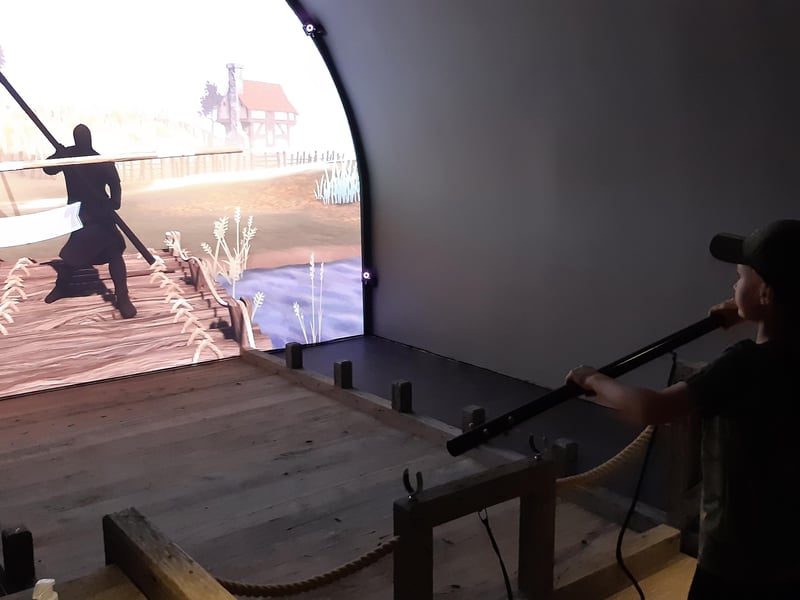 Brad Barnes and daughter Jasmine visited Nottingham Castle - fighting Little John