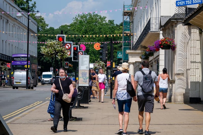 People in Leamington enjoyed the sunshine this week as temperatures soared and there was a 'feel good' mood around the town centre after lockdown restrictions were lifted nationwide on Monday (July 19). The Parade was bustling on Tuesday when this picture was taken.