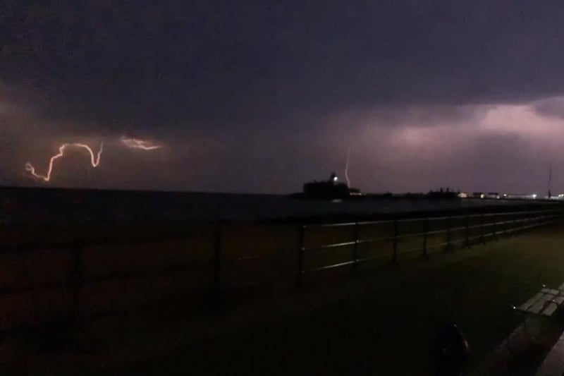 Lightning over Eastbourne Pier. Picture from Laura and Jazmine Parsons. SUS-210724-121801001