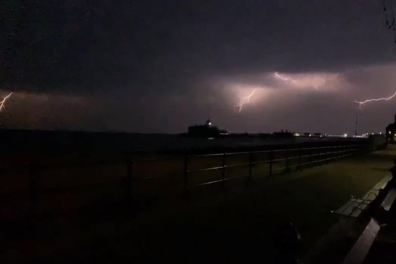Lightning over Eastbourne Pier. Picture from Laura and Jazmine Parsons. SUS-210724-121811001