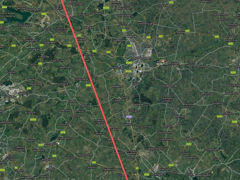 Sunday's return flightpath will pass close to Peterborough.