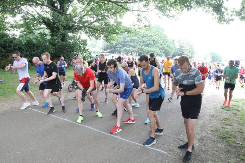 On their marks - the front runners are ready for their first official parkrun for 15 months