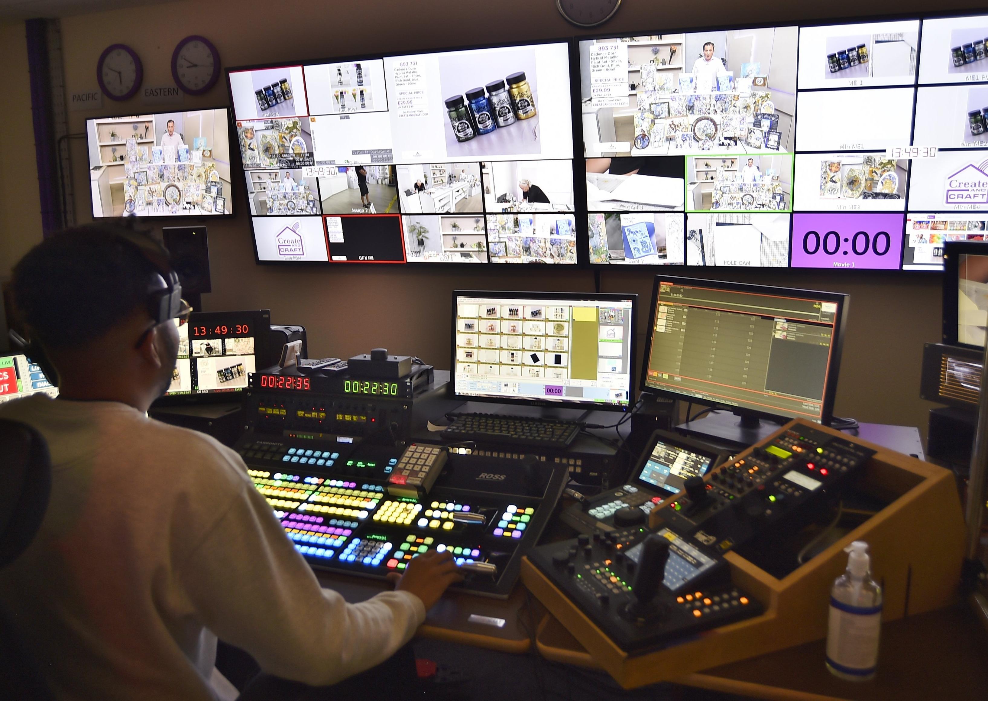Broadcasting control at Ideal Shopping's studios at Newark Road, Peterborough EMN-210719-231212009