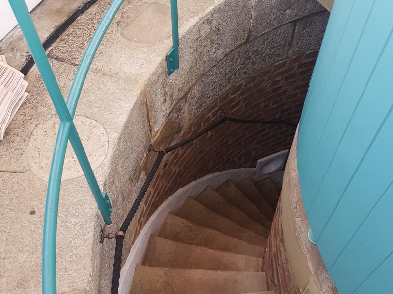 The stairs at Belle Tout lighthouse, Beachy Head, Eeastbourne, by Bob Newton. SUS-210726-113957001