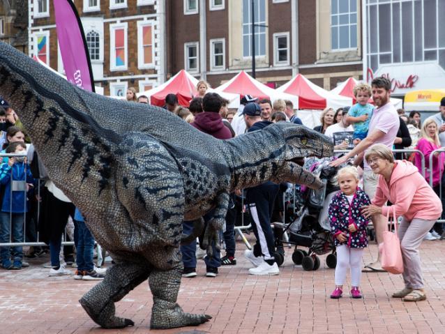 Dinosaurs roamed Northampton town centre to entertain the public on Saturday (July 24). Photo: Kirsty Edmonds