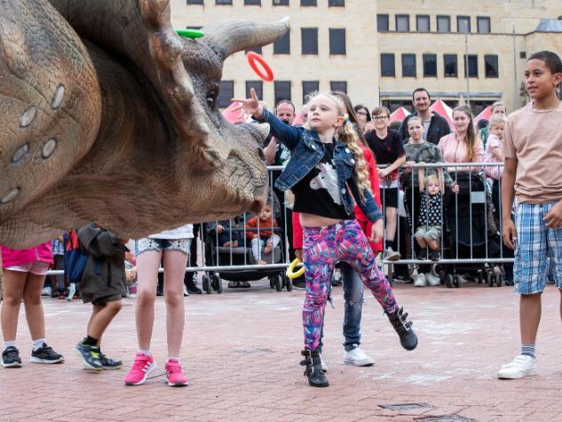 Dinosaurs roamed Northampton town centre to entertain the public on Saturday (July 24). Photo: Kirsty Edmonds