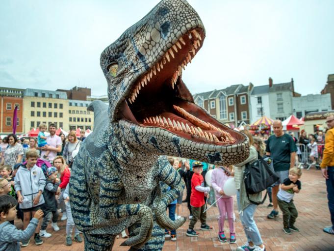 Dinosaurs roamed Northampton town centre to entertain the public on Saturday (July 24). Photo: Kirsty Edmonds