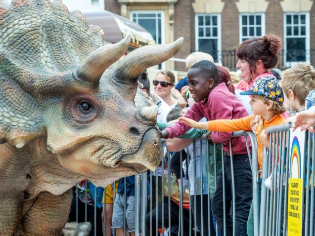 Dinosaurs roamed Northampton town centre to entertain the public on Saturday (July 24). Photo: Kirsty Edmonds
