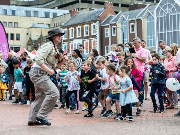 Dinosaurs roamed Northampton town centre to entertain the public on Saturday (July 24). Photo: Kirsty Edmonds