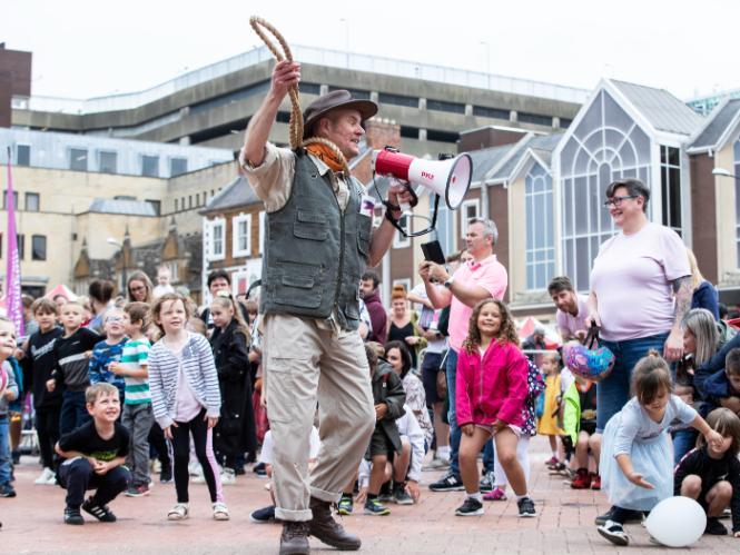 Dinosaurs roamed Northampton town centre to entertain the public on Saturday (July 24). Photo: Kirsty Edmonds