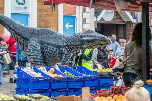 Dinosaurs roamed Northampton town centre to entertain the public on Saturday (July 24). Photo: Kirsty Edmonds
