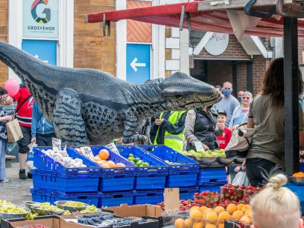 Dinosaurs roamed Northampton town centre to entertain the public on Saturday (July 24). Photo: Kirsty Edmonds