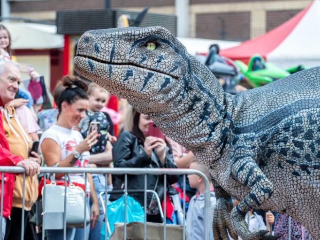 Dinosaurs roamed Northampton town centre to entertain the public on Saturday (July 24). Photo: Kirsty Edmonds