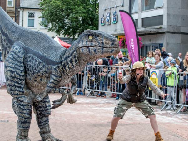 Dinosaurs roamed Northampton town centre to entertain the public on Saturday (July 24). Photo: Kirsty Edmonds
