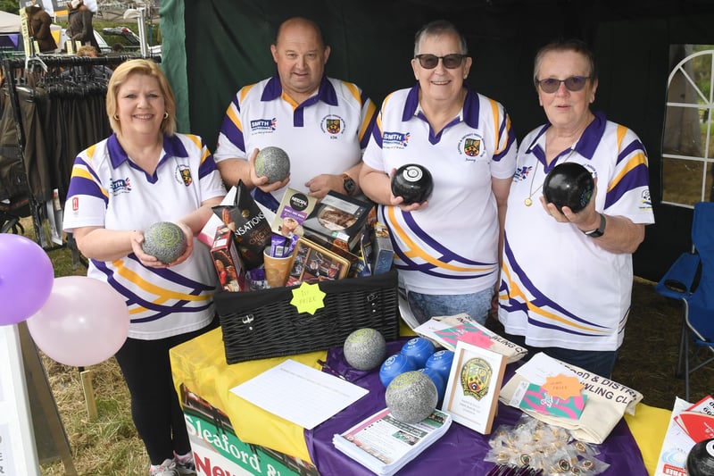 Sleaford and District Indoor Bowling Club were fundraising and recruiting new members. L-R Judith Van-Dyke, Kim Callow, Jenny Elphick, Sylvia Goate EMN-210726-122320001