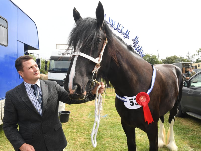 Heavy horse handler, Oliver Chaffey with Snelson Fionnuala, owned by Nigel Blakey of Ruskington EMN-210726-122107001