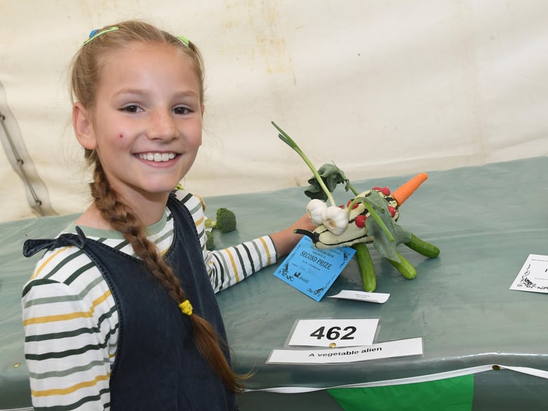 Eva Belli 8 of Waddington with her vegetable alien EMN-210726-122119001
