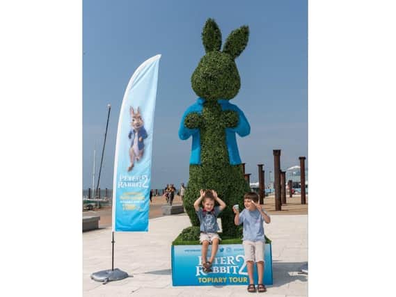 The three-metre-tall topiary on Brighton seafront celebrated the UK digital release of Peter Rabbit 2.