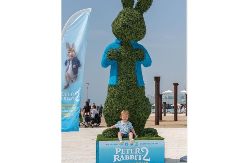 The giant Peter Rabbit stopped off for one day on Brighton beach