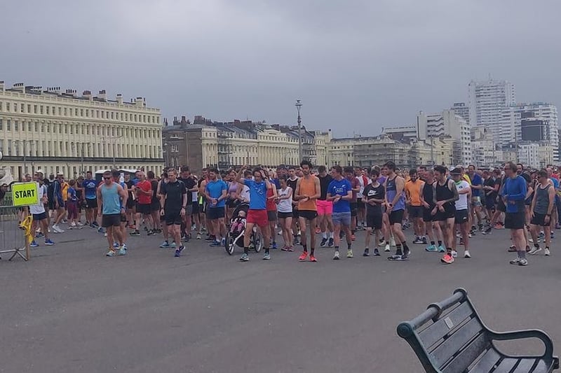 At the start line of the Hove prom parkrun