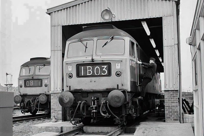 Diesel locomotives pictured at Peterborough's Spital Bridge engine shed. 
Pic courtesy www.peterboroughimages.co.uk