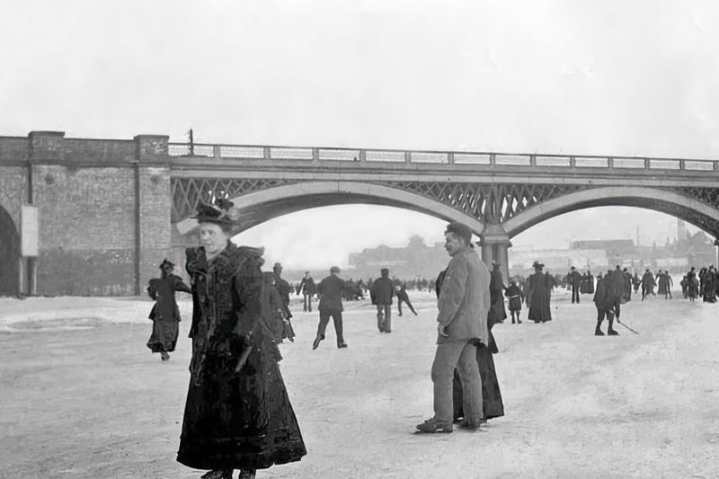 Ice skating on the Nene south of the Town Bridge. 
Pic courtesy www.peterboroughimages.co.uk