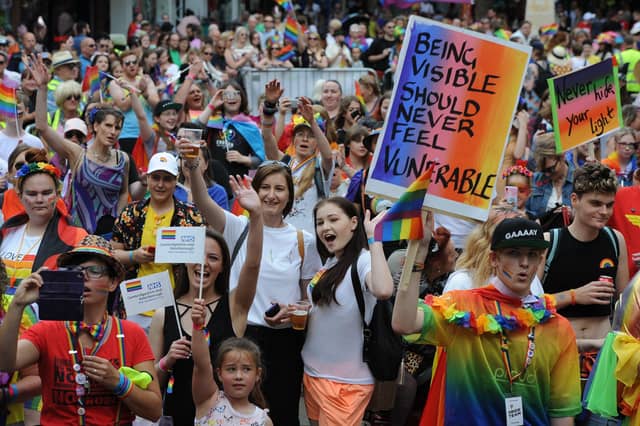 The Pride March Carnival of Love through the city centre in 2019.