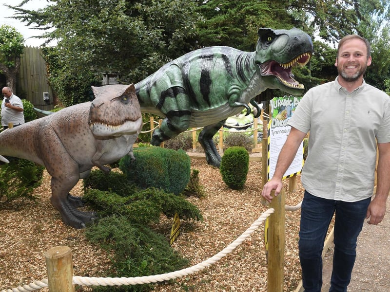 Charlton Cooper, director of Teen Spirit Ltd, in the new dinosaur experience at Skegness Aquarium.