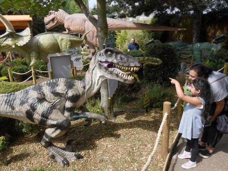 Olivia Middleton and Evie Middleton, 5, of Sheffield enjoy the dinosaurs.