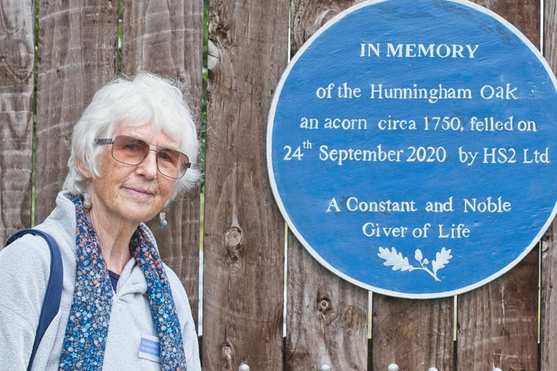 People met on Sunday August 1 to unveil a plaque at the stump.