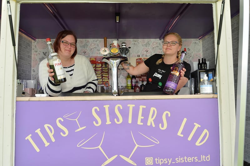 Hannah Beasley and Jade Beasley of Tipsy Sisters Limited during the Summer Fayre at the Market Harborough Showground.