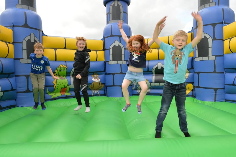 Bouncing for fun during the Summer Fayre at the Market Harborough Showground.