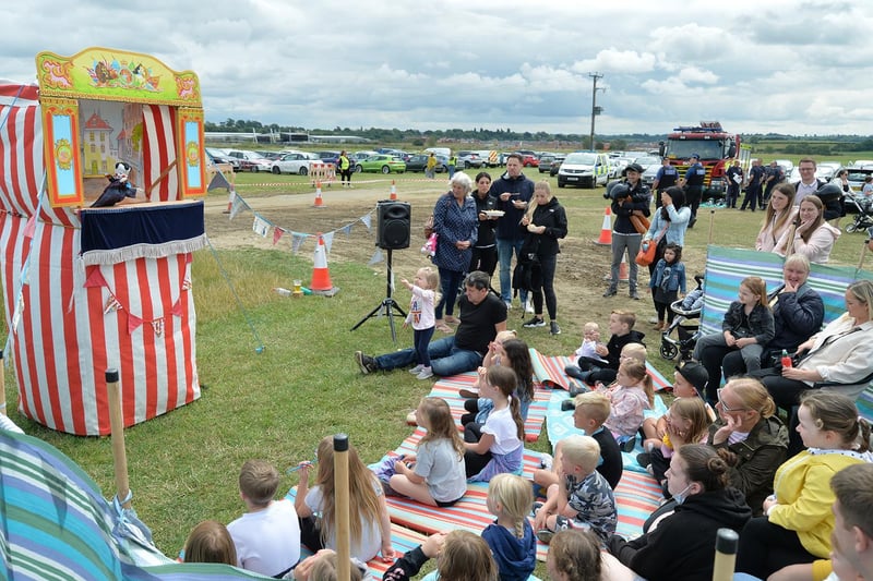 Crowd pleaser....Punch & Judy during the Summer Fayre at the Market Harborough Showground.