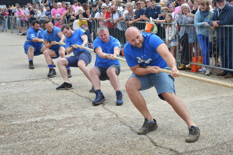Hastings Old Town Carnival Week 2021.
Tug o' War outside the lifeboat station 31/7/21 SUS-210731-141335001