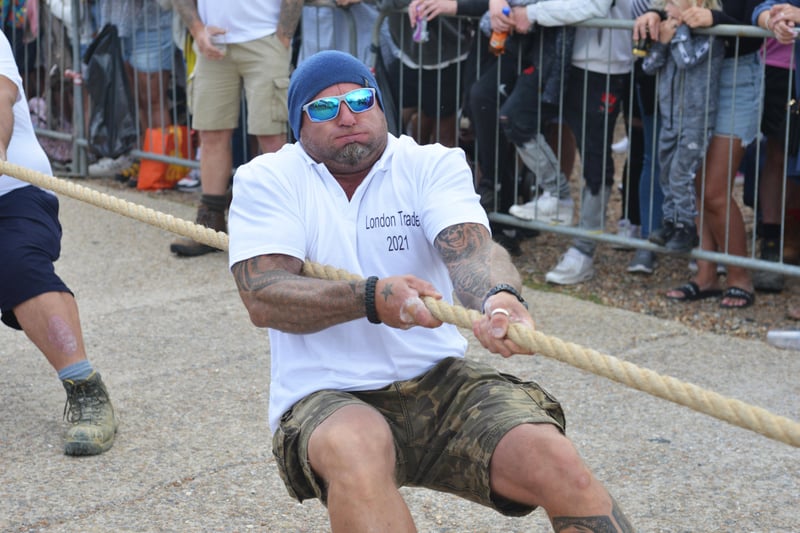 Hastings Old Town Carnival Week 2021.
Tug o' War outside the lifeboat station 31/7/21 SUS-210731-141432001