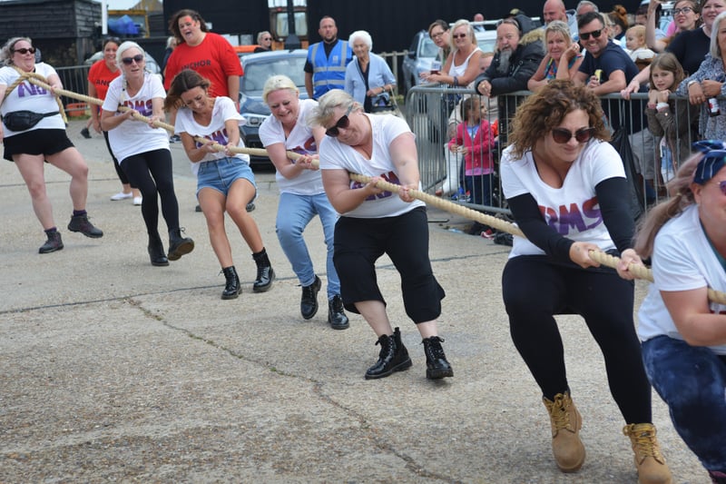 Hastings Old Town Carnival Week 2021.
Tug o' War outside the lifeboat station 31/7/21 SUS-210731-141740001