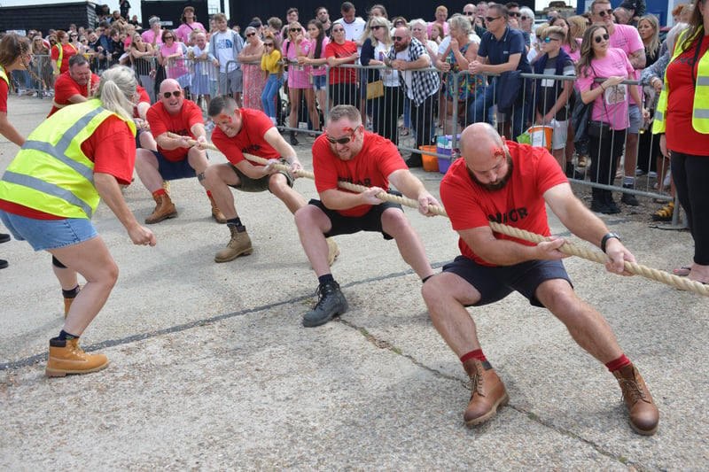 Hastings Old Town Carnival Week 2021.
Tug o' War outside the lifeboat station 31/7/21 SUS-210731-141135001