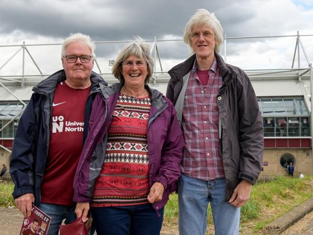 Cobblers fan outside the PTS Academy Stadium on Saturday (August 7). Photo: Louise Smith