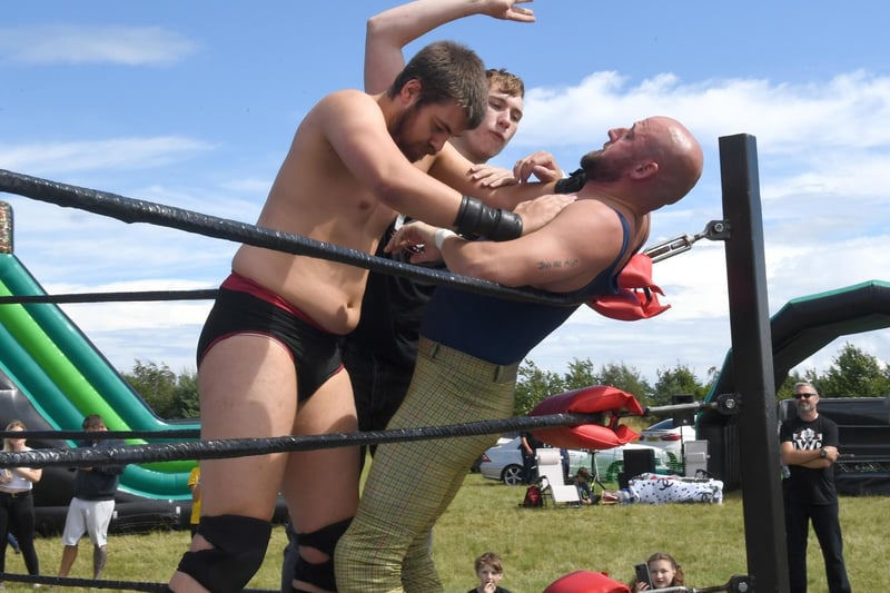 Wrestling action at the East Coast Fitness Festival.