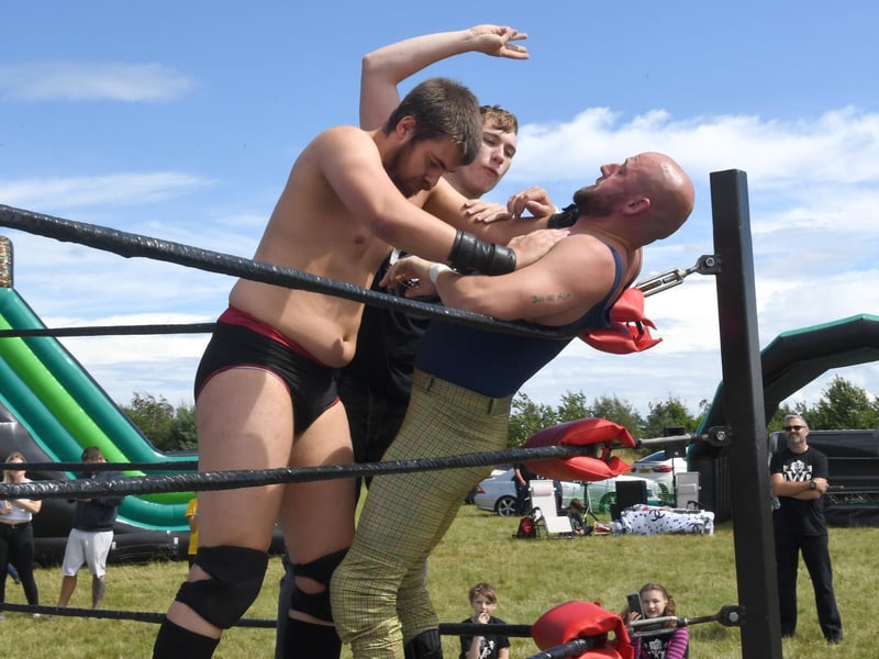 Wrestling action at the East Coast Fitness Festival.