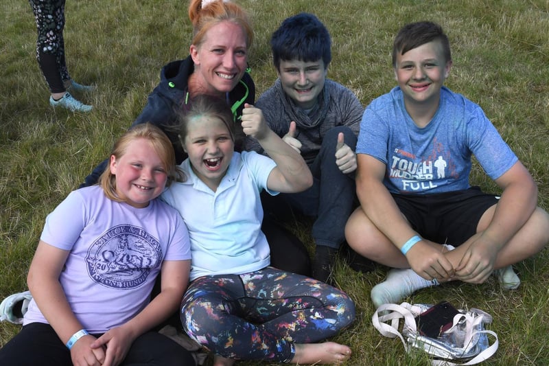 Families gave the East Coast Fitness Festival the thumbs-up.  Pictured from left are Lydia Scutt 9, Emma McGregor 9, Charlotte McGregor, Walsh McGregor 11, Ethan Scutt 11.