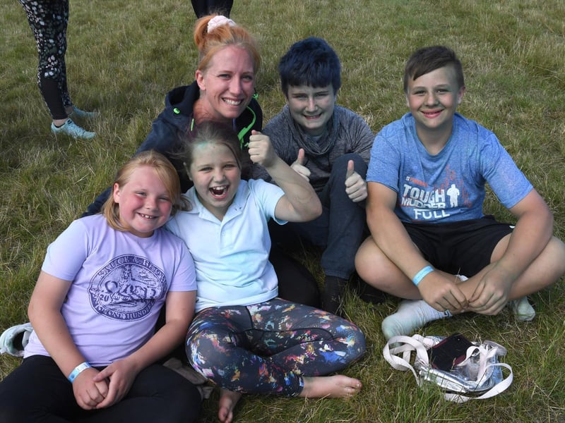Families gave the East Coast Fitness Festival the thumbs-up. Pictured from left are Lydia Scutt 9, Emma McGregor 9, Charlotte McGregor, Walsh McGregor 11, Ethan Scutt 11.