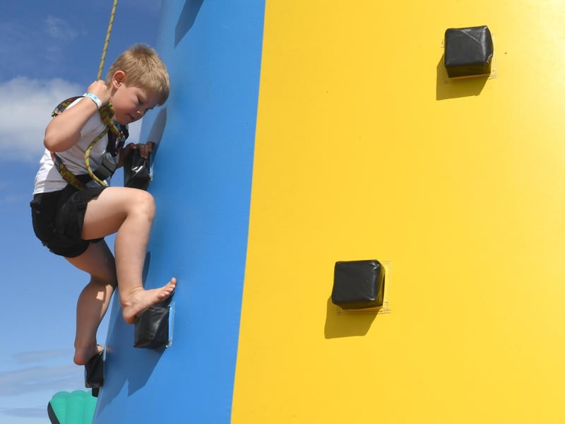 Mikey-Ray Smith 7 of Grimsby, on the climbing wall.