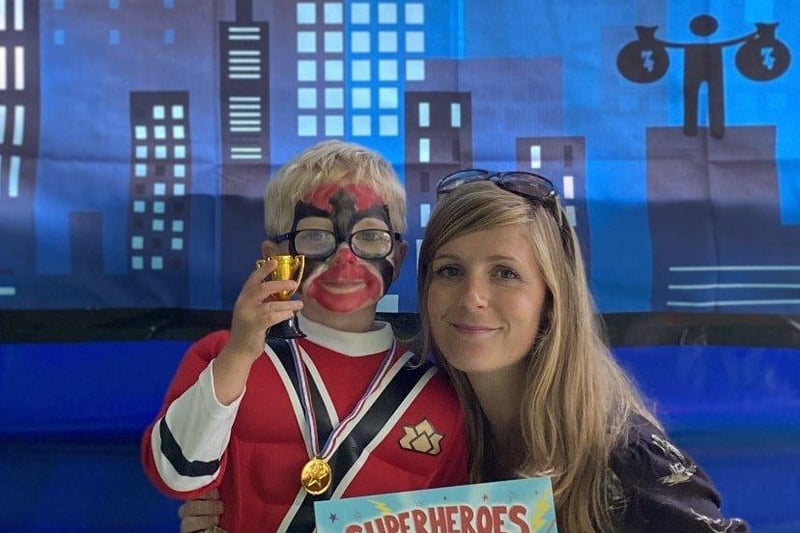 Sydney Bridges with her son Isaac, who took third palce in the fancy dress competition
