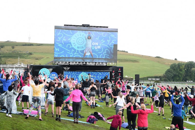 Thousands took part in the workout at  the racecourse. (Photo by Eamonn M. McCormack/Getty Images) SUS-211008-082313001