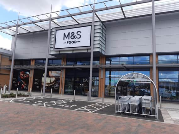 The front of the new M&S Food  store which will open at Leamington Shopping Park tomorrow (Wednesday August 11).